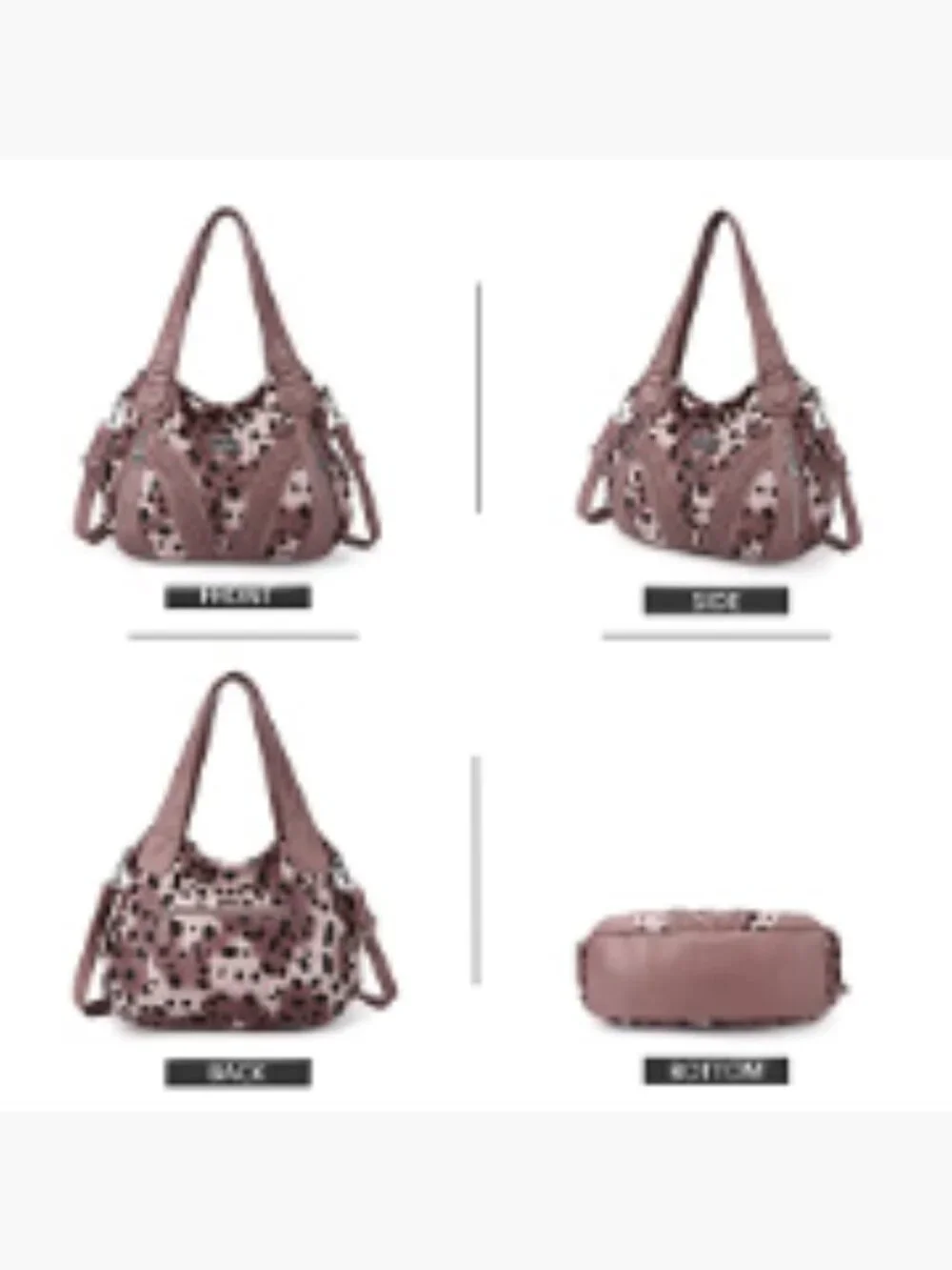 Washed Faux Leather Tote Hobo Bag Top Handle Shoulder Bag